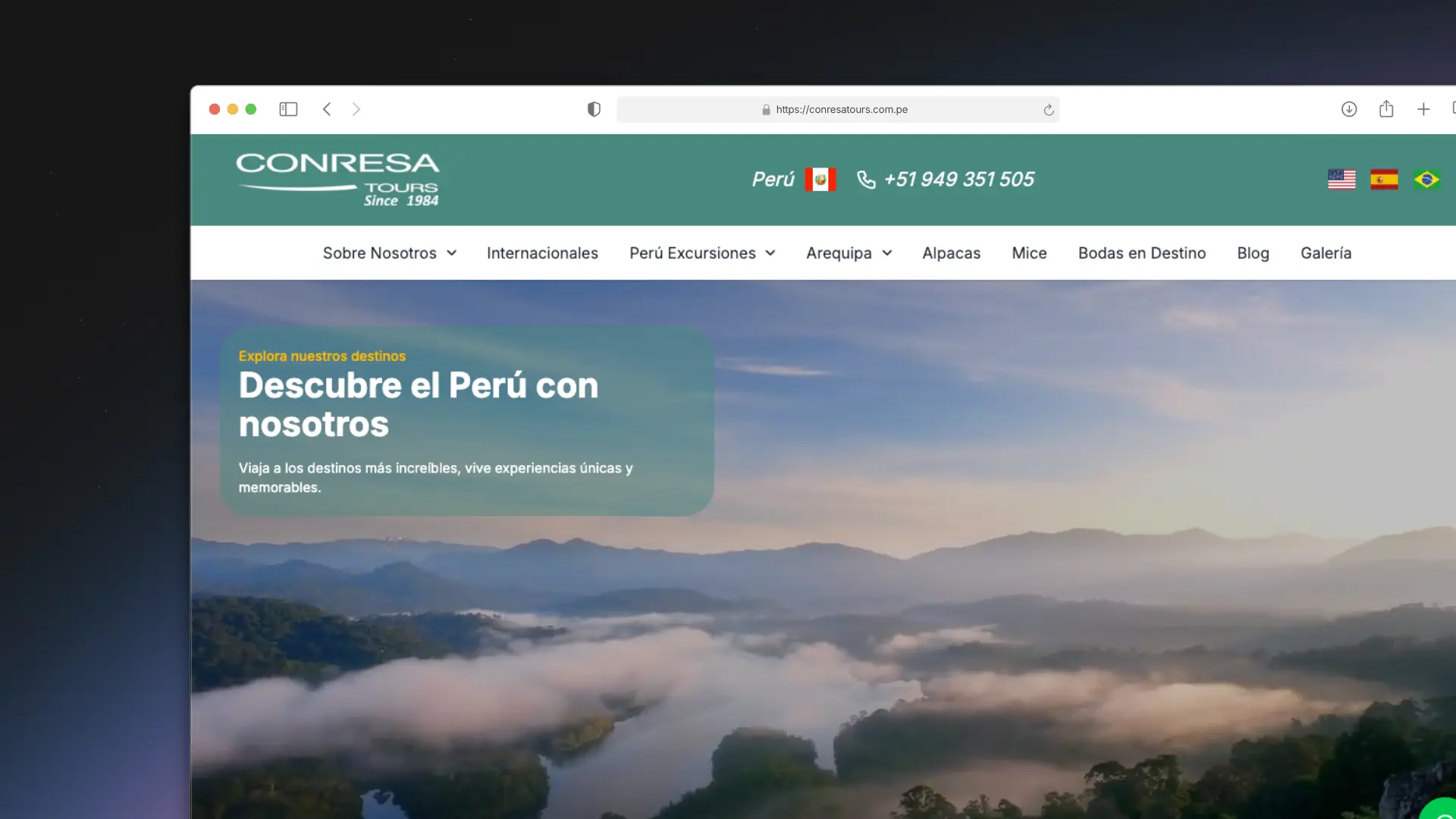 Screenshot del proyecto Rediseño página web Conresa Tours