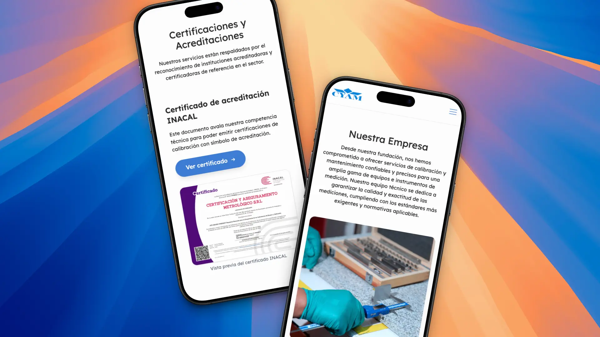 Screenshot del proyecto Rediseño página web CYAM S.R.L.