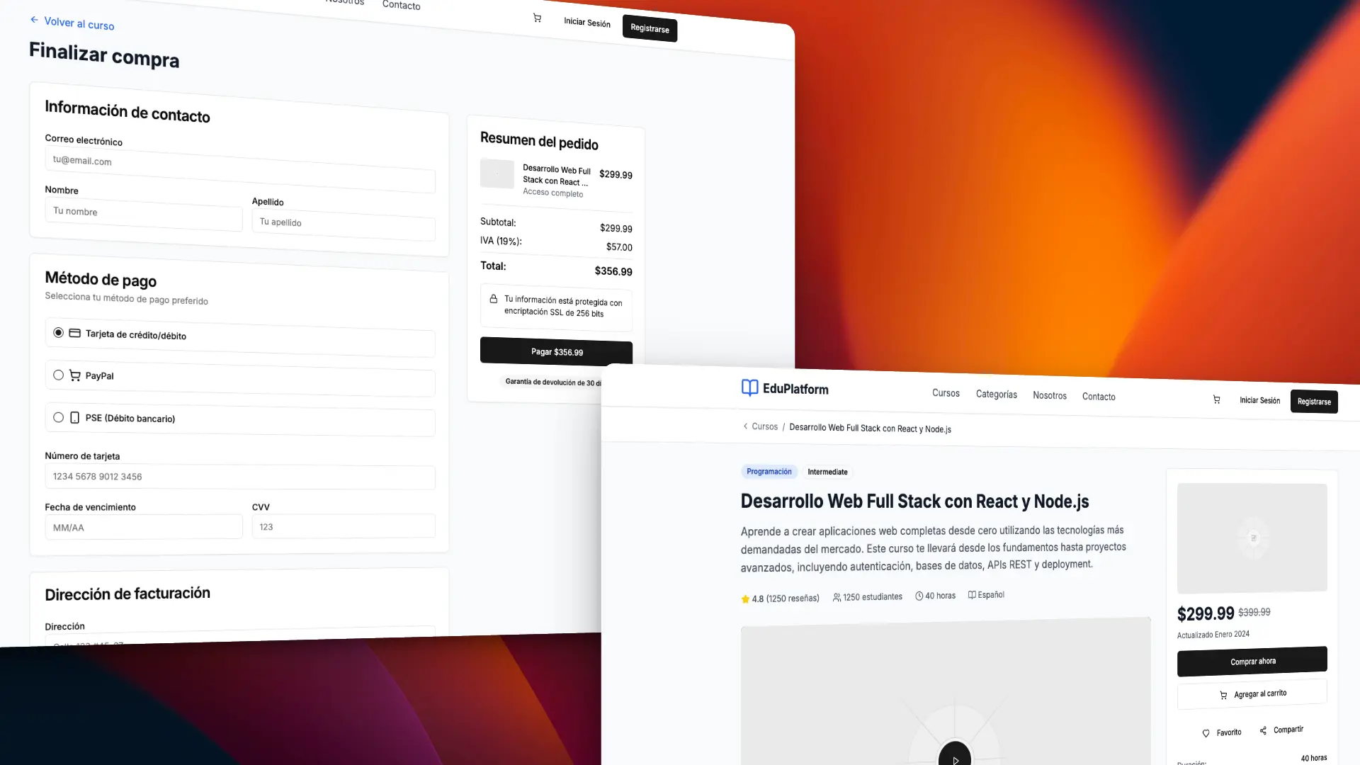 Screenshot del proyecto Plataforma eLearning de Cursos